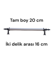 Beyaz Sivri Siyah Uclu Aliminyum  Dolap Kulp  16 cm