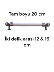 Beyaz Siyah Başlı  Aliminyum Dolap Kulp 16 cm