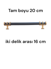 Siyah Gold Yüzüklü Aliminyum Dolap Kulp 16 cm