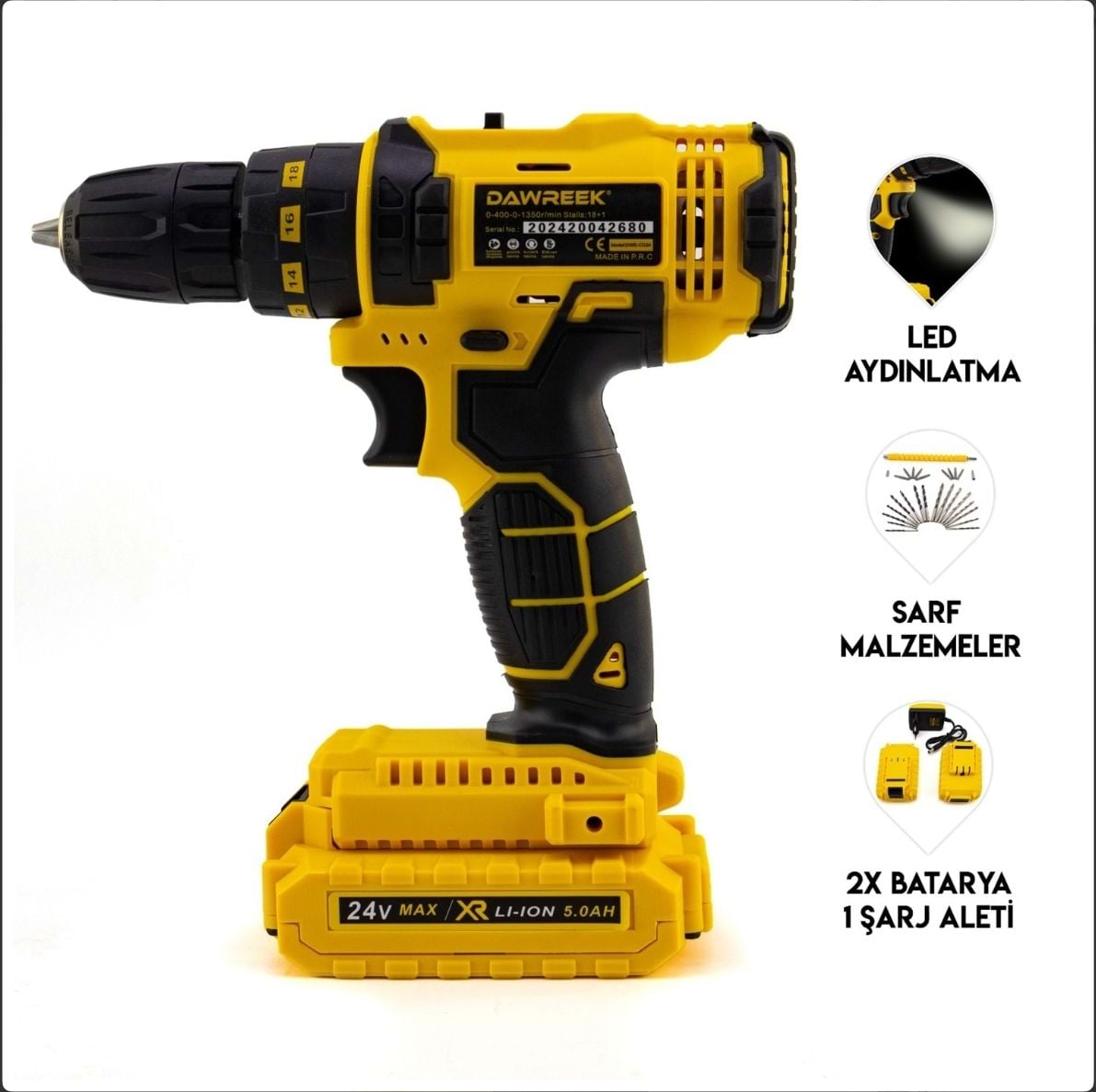 Dawreek ST24 W Şarjlı Darbeli Matkap | 24V Güçlü Vidalama & Delme Makinesi