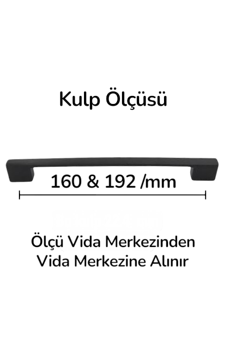 Siyah Metal Köprü Kulp 160 mm & 192 mm | Çift Ölçü Uyumlu Dolap & Çekmece Kulpu