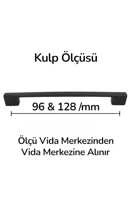 Siyah Metal Köprü Kulp 96 mm & 128 mm | Çift Ölçü Uyumlu Mobilya Kulpu