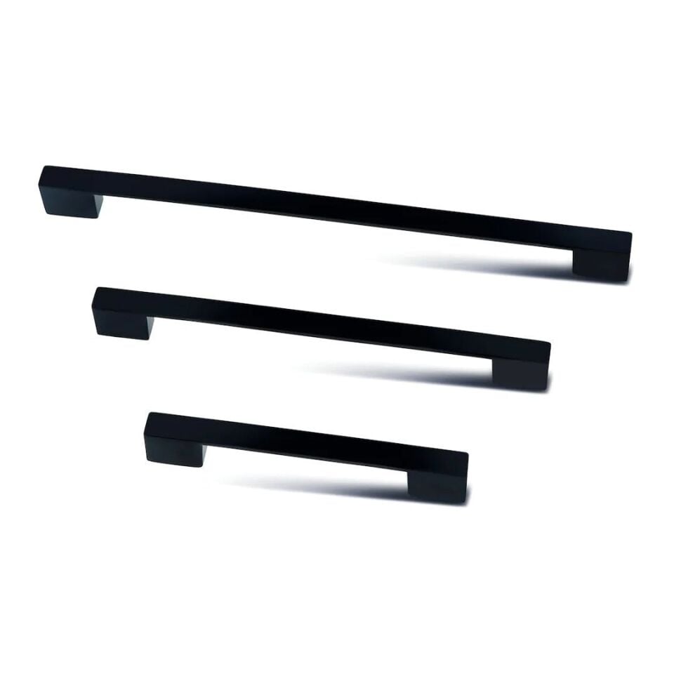 Siyah Metal Köprü Kulp 96 mm & 128 mm | Çift Ölçü Uyumlu Mobilya Kulpu