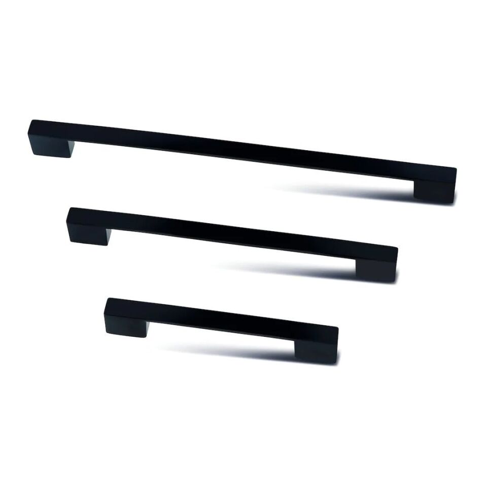 Siyah Metal Köprü Kulp 96 mm & 128 mm | Çift Ölçü Uyumlu Mobilya Kulpu