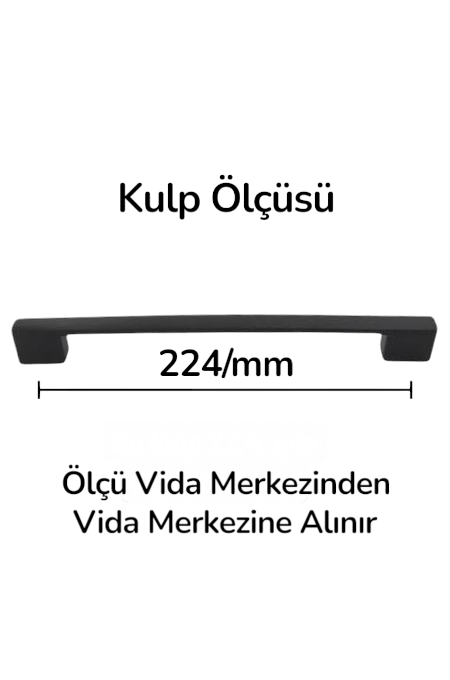 Siyah Metal Köprü Kulp 224 mm | Şık ve Dayanıklı Dolap & Çekmece Kulpu
