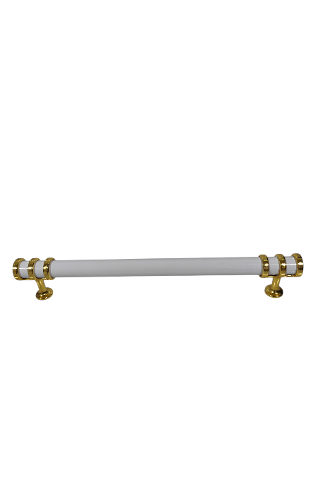 160/mm Beyaz Gold Yüzüklü Metal Kulp | Şık ve Dayanıklı Dolap & Çekmece Kulpu