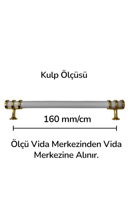 160/mm Beyaz Gold Yüzüklü Metal Kulp | Şık ve Dayanıklı Dolap & Çekmece Kulpu