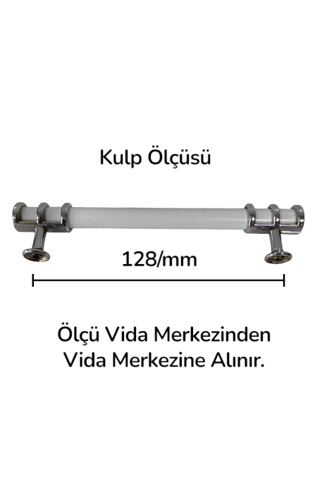 128 mm Beyaz Krom Yüzüklü Metal Kulp | Şık ve Dayanıklı Dolap & Çekmece Kulpu