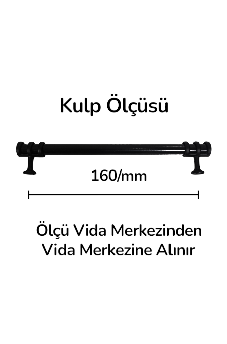 160 mm Siyah Siyah Yüzüklü Metal Kulp | Şık ve Dayanıklı Dolap & Çekmece Kulpu