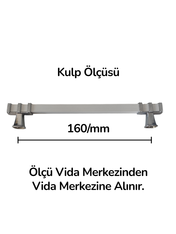 160 mm Beyaz Krom Yüzüklü Kare Kulp | Şık, Dayanıklı ve Uygun Fiyatlı
