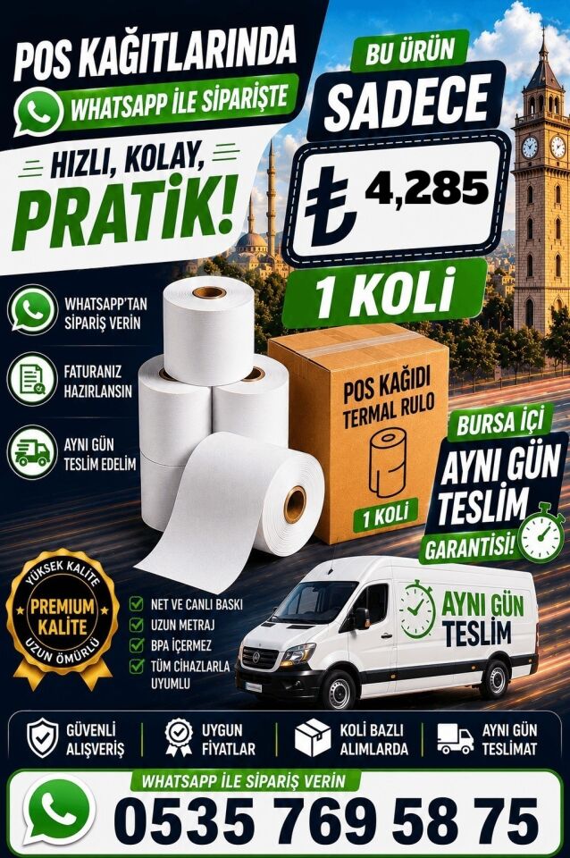 Termal Kağıt Pos Rulosu 56 mm x 16 mt | 1 Paket 10 Adet POS Rulo