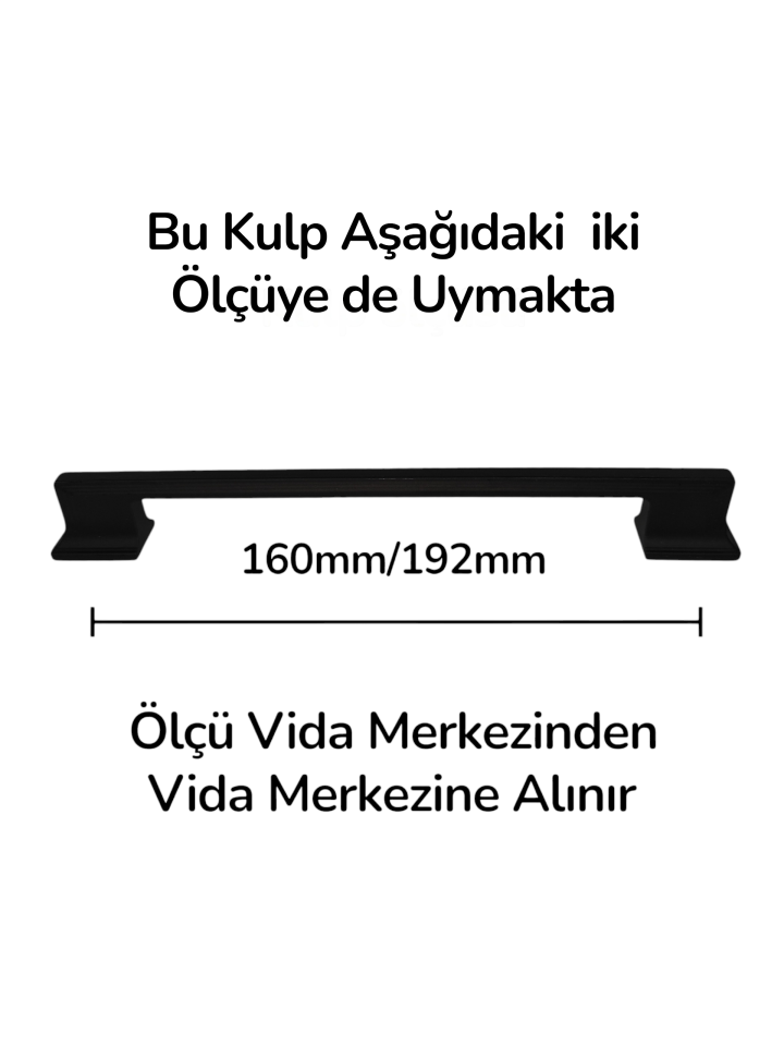 160 MM – 192 MM Siyah Mat Side Kulp Modelleri | Modern Mobilya Kapak & Çekmece Kulpları