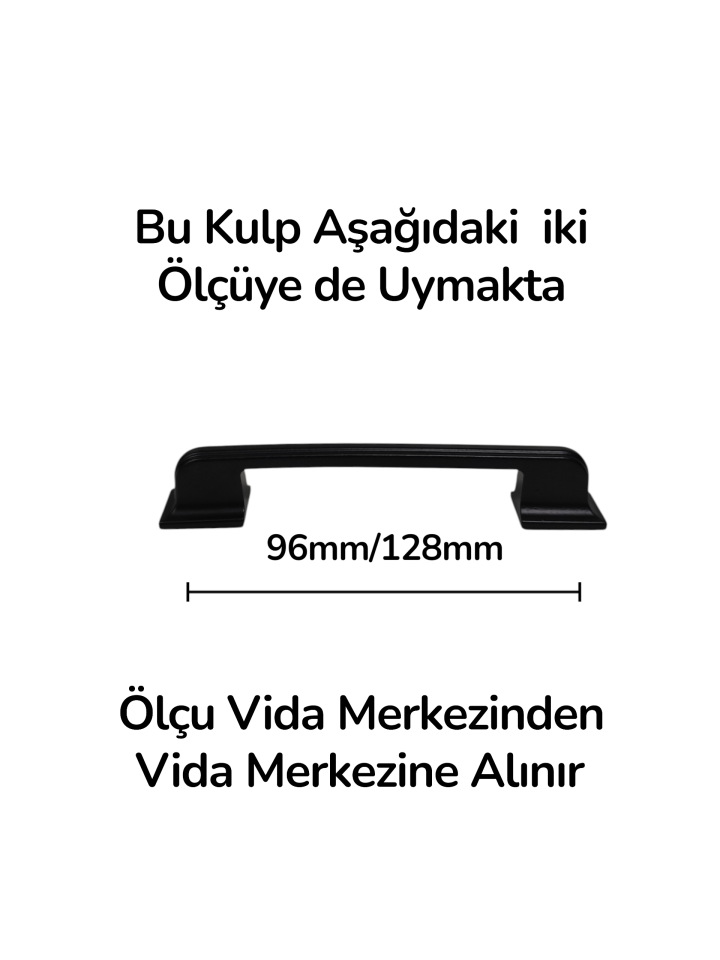 96 MM – 128 MM Siyah Mat Side Kulp Modelleri | Modern Mobilya Kapak & Çekmece Kulpları