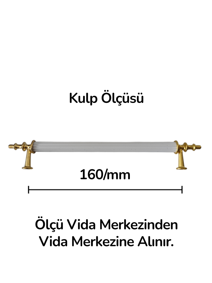 160 mm Sivri Beyaz Gold  Mobilya Kulpu | Mutfak Dolap, Çekmece ve Gardırop Kulp Modeli