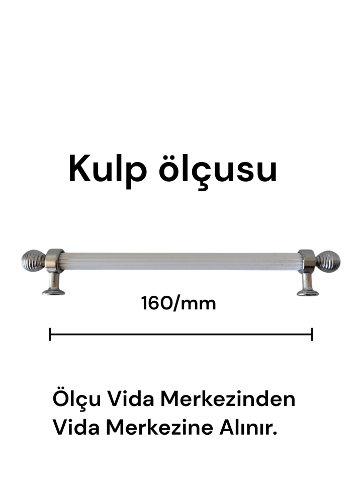 160 mm Beyaz Yuvarlak Krom Başlı Dolap Kulpu – Modern Mobilya Çekmece ve Mutfak Dolabı Kulpu