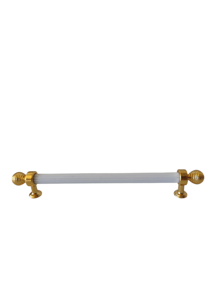 160 mm Beyaz Yuvarlak Gold Başlı Dolap Kulpu – Modern Mutfak Dolabı ve Çekmece Kulpu