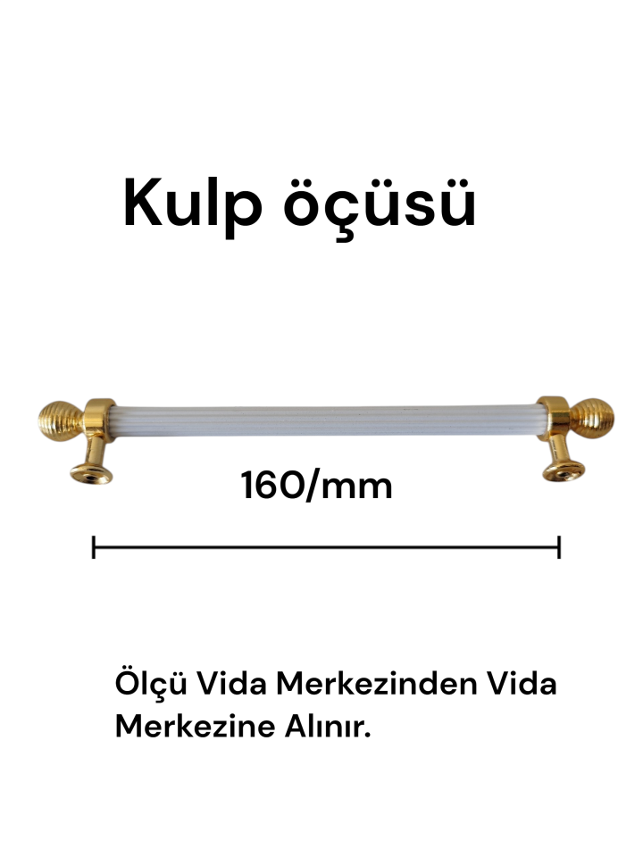 160 mm Beyaz Yuvarlak Gold Başlı Dolap Kulpu – Modern Mutfak Dolabı ve Çekmece Kulpu