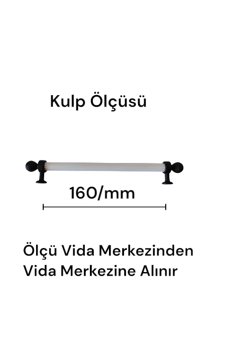 160 mm Beyaz Yuvarlak Siyah Başlı Dolap Kulpu – Modern Mutfak Dolabı ve Çekmece Kulpu