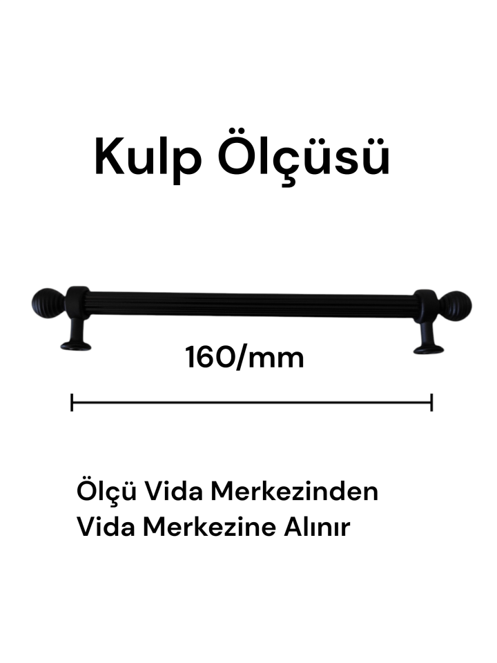 160 mm Siyah Yuvarlak Siyah Başlı Dolap Kulpu – Modern Mutfak Dolabı ve Çekmece Kulpu