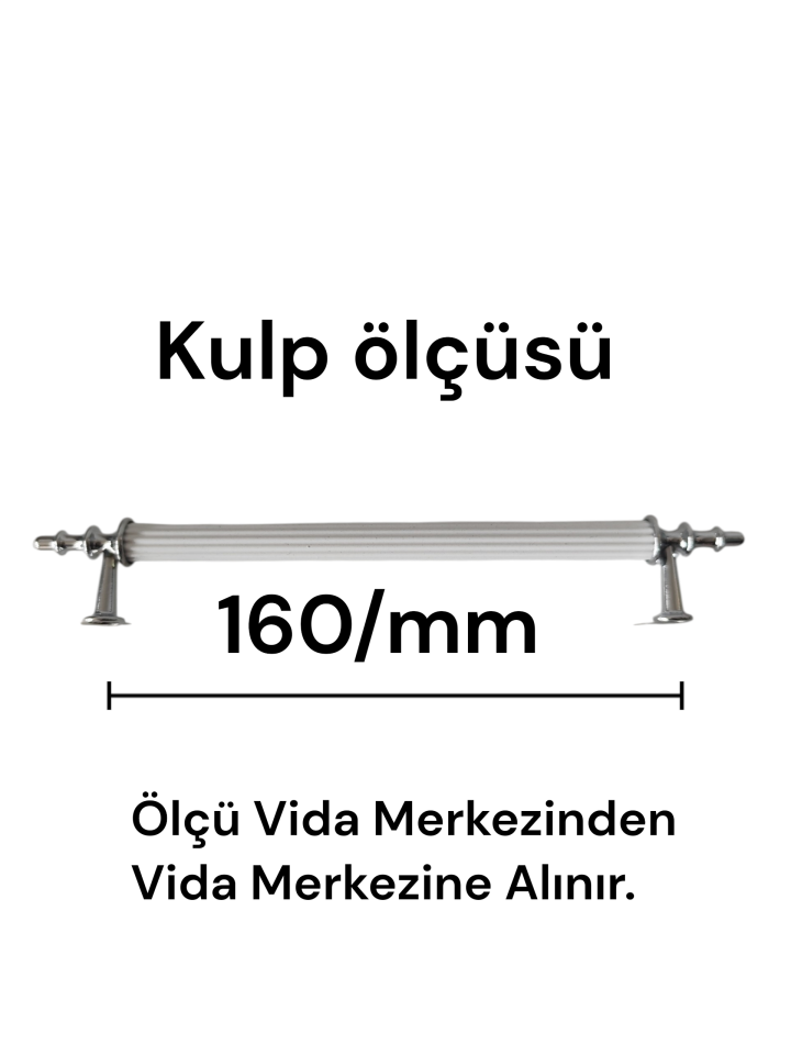160 mm Sivri Beyaz Krom Uçlu Mobilya Kulpu – Mutfak, Çekmece, Gardırop Dolap Kulpu