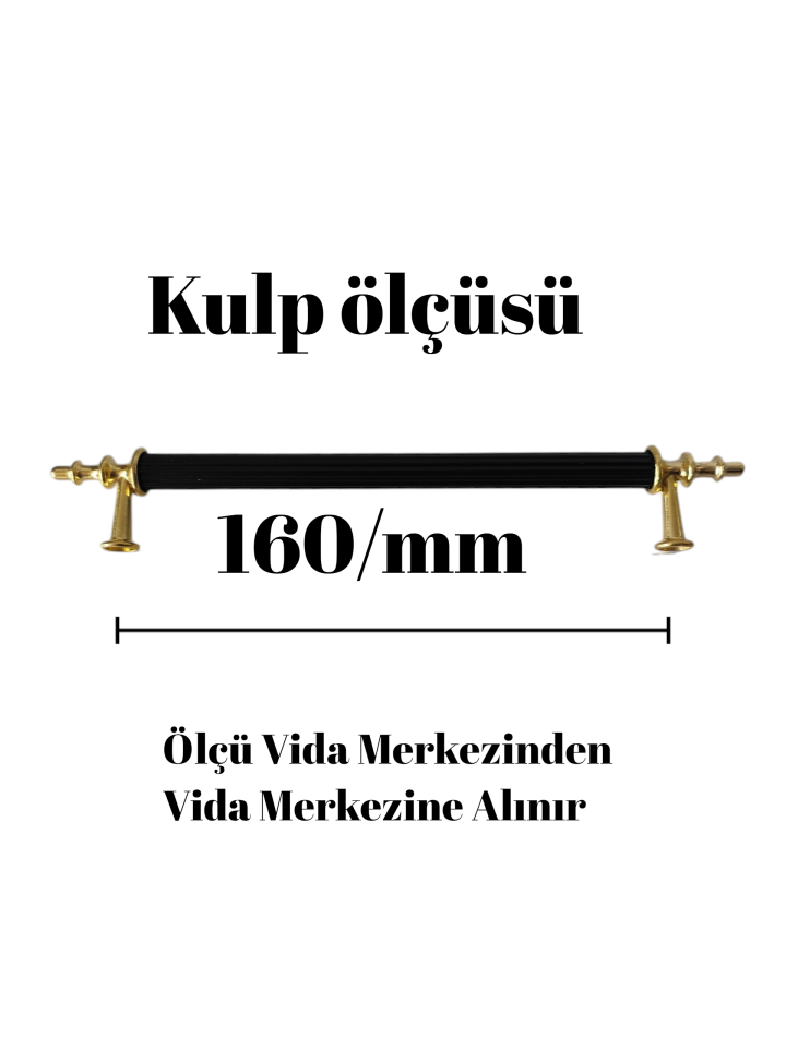 160 mm Sivri Siyah Gold Uçlu Mobilya Kulpu – Mutfak Dolabı, Çekmece ve Gardırop için Modern Dolap Kulpu