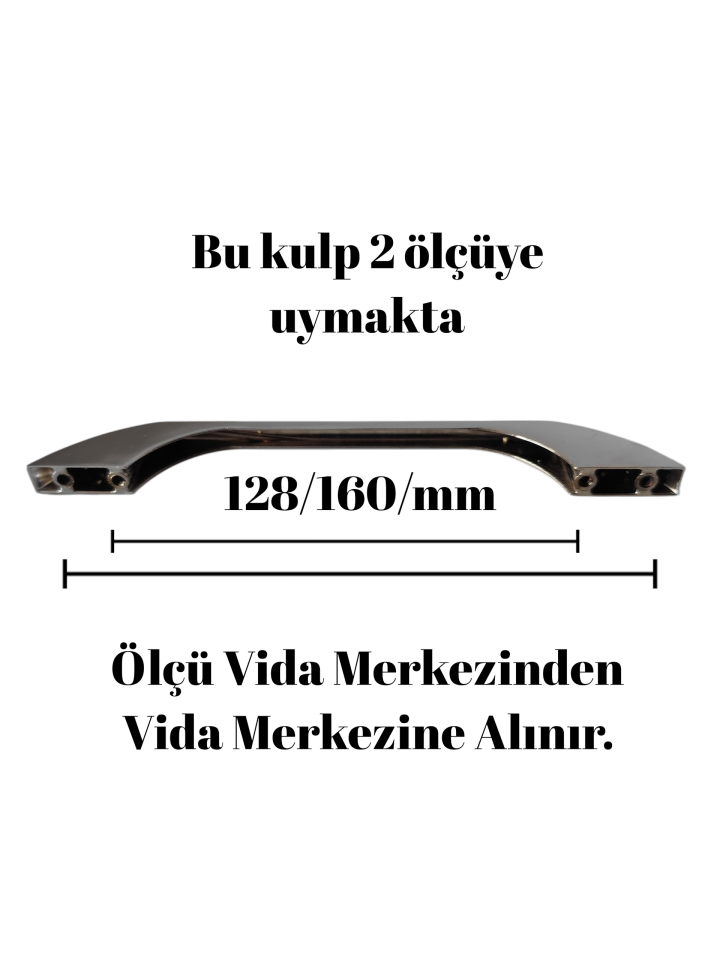 2 Ölçüye Uyan 160/128 mm Metal Krom Parlak Mobilya Kulpu – Şık, Dayanıklı ve Modern Dolap Kulpu