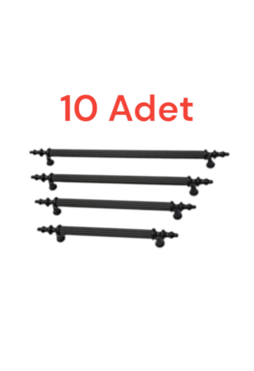 10 ADET Polavit Çekmece Mutfak Dolap Kapak Kulpu Siyah Sert Plastik Kulp