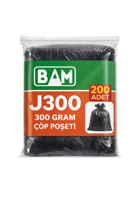 J300 300 Gram Siyah Çöp Poşeti 200 Adet Sanayi Tipi