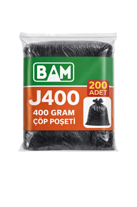 J400 400 Gram Siyah Çöp Poşeti 200 Adet Sanayi Tipi