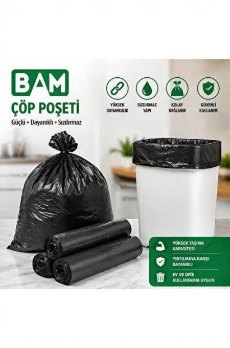 J400 400 Gram Siyah Çöp Poşeti 200 Adet Sanayi Tipi
