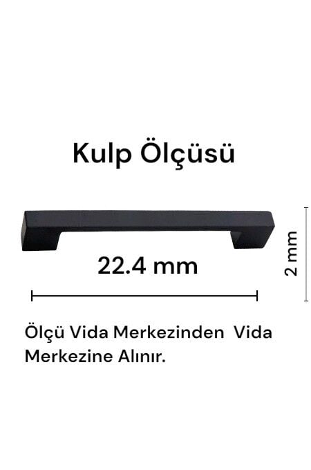 Siyah Mat Metal Narin Kulp 224 mm | Modern Dolap ve Çekmece Kulpu