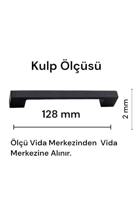Siyah Mat Metal Narin Kulp 128 mm | Modern Dolap ve Çekmece Kulpu
